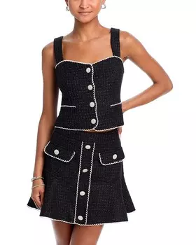 Твидовая майка AQUA с зубцами, черный