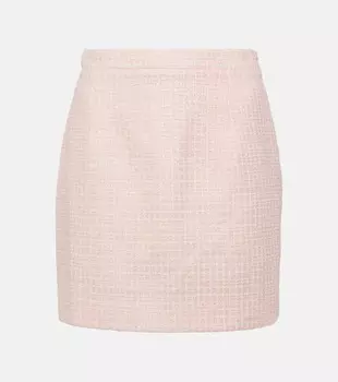 Твидовая мини-юбка букле Alessandra Rich, розовый