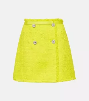 Твидовая мини-юбка букле Versace, желтый