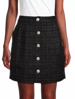 Твидовая мини-юбка с эффектом металлик Karl Lagerfeld Paris, цвет Black Silver