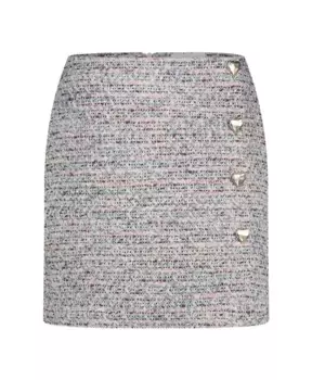 Твидовая мини-юбка с пуговицами-сердечками Fabienne Chapot, мультиколор