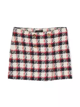 Твидовая мини-юбка в клетку Versace Kids, красный