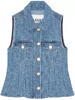 Твидовая рубашка GANNI, синий