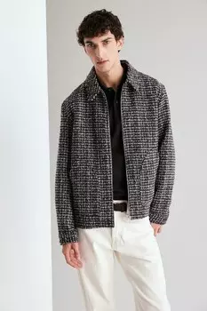 Твидовая рубашка обычного кроя H&M, серый