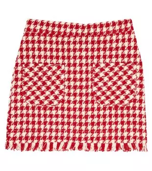 Твидовая юбка из смесового хлопка в клетку Monnalisa, разноцветный