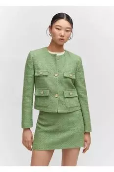 Твидовая юбка Mango, зеленый