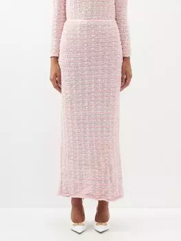 Твидовая юбка макси с пуговицами bb Balenciaga, розовый