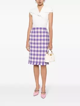 Твидовая юбка миди в клетку Oscar de la Renta, фиолетовый