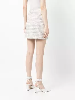 Твидовая юбка мини А-силуэта Paule Ka, розовый