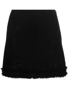 Твидовая юбка мини с пайетками VERSACE, черный