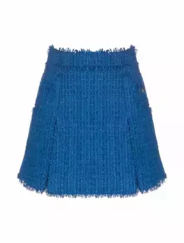 Твидовая юбка с логотипом Balmain, синий