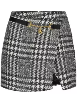 Твидовая юбка с запахом Elisabetta Franchi, черный