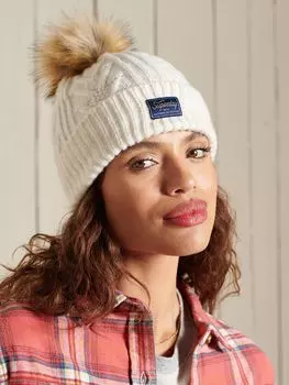 Твидовая вязаная шапка-бини Superdry, зимний белый