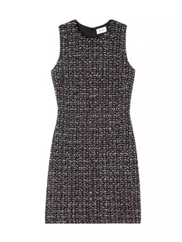 Твидовое мини-платье без рукавов с пайетками St. John, черный