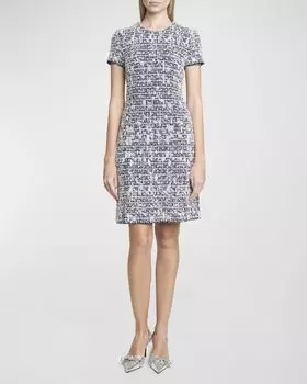 Твидовое мини-платье с люрексом и принтом 4G Givenchy, цвет Navy