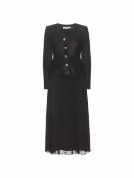 Твидовое многослойное платье Self-Portrait, черный