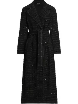 Твидовое пальто Dolce & Gabbana, украшенное пайетками, черный