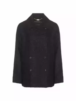 Твидовое пальто с пайетками Kiton, черный