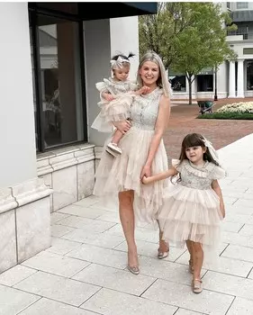 Твидовое платье Fira для мам Petite Maison Kids, бежевый