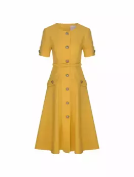 Твидовое платье миди Carolina Herrera, жёлтый