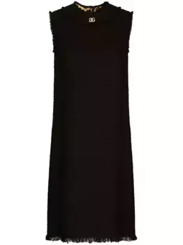 Твидовое платье миди с логотипом DG DOLCE & GABBANA, черный