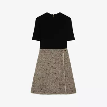 Твидовое платье мини Feliod с короткими рукавами и твидовой юбкой Ted Baker, цвет natural