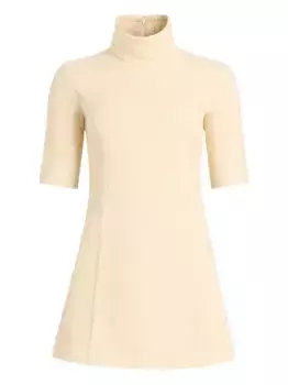 Твидовое платье мини с высоким воротником PATOU, нейтральный