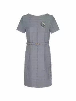 Твидовое платье с брошью Gucci, синий