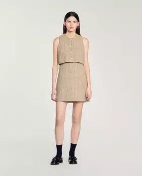 Твидовое платье Sandro, коричневый