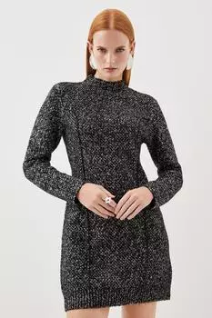 Твидовое трикотажное мини-платье Karen Millen, мультиколор
