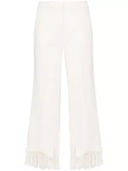 Твидовые брюки прямого кроя с бахромой Peserico, бежевый