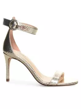 Твидовые сандалии Giselle ll с ремешками на щиколотке L'Agence, цвет Gold Snake