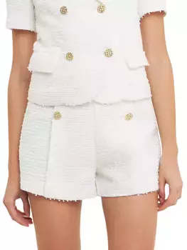 Твидовые шорты на двух пуговицах Endless Rose, белый