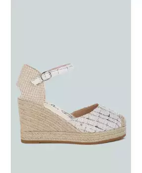 Твидовые туфли Regatta с круглым носком и плетеной танкеткой London Rag, белый