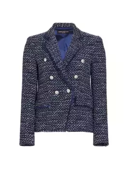 Твидовый блейзер из смесового хлопка Eliza Generation Love, синий