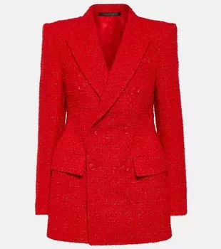 Твидовый блейзер в форме песочных часов BALENCIAGA, красный