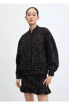 Твидовый бомбер Mango, черный