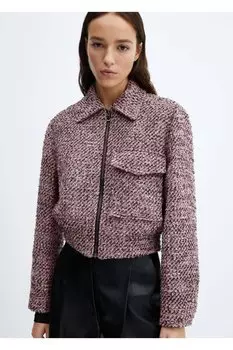 Твидовый бомбер Mango, розовый