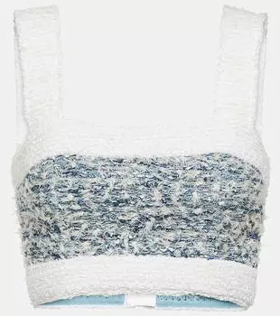 Твидовый джинсовый укороченный топ Balmain, мультиколор