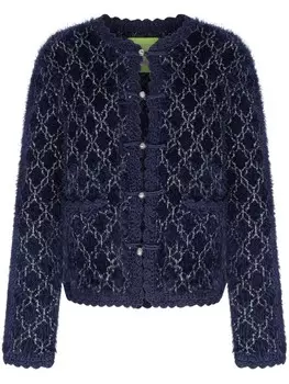 Твидовый кардиган с металлическим эффектом Shanghai Tang, синий