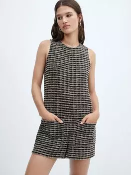 Твидовый комбинезон Carlota Mango, черный/мульти