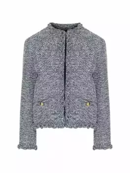 Твидовый однобортный жакет Valentino Garavani, синий