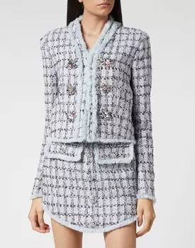 Твидовый пиджак Philipp Plein, цвет Light Blue