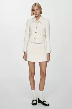 Твидовый пиджак с классическим воротником Mango, слоновая кость