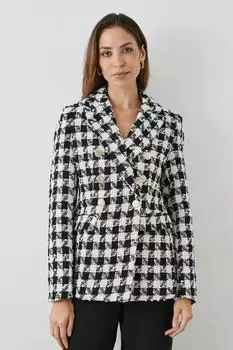 Твидовый пиджак с собачьими зубами Debenhams, черный