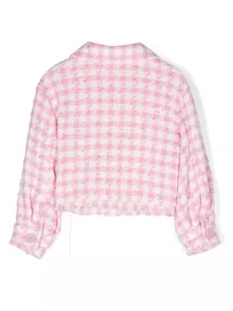 Твидовый пиджак в клетку Monnalisa, розовый