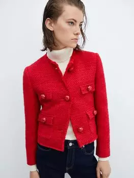 Твидовый пиджак Wintour Mango, красный