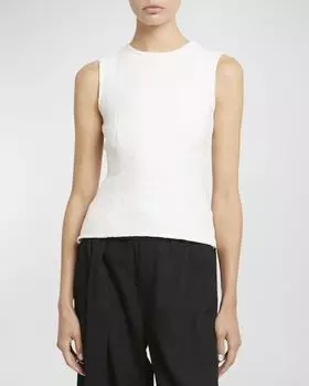 Твидовый топ без рукавов орехового цвета Proenza Schouler White Label, цвет Ivory