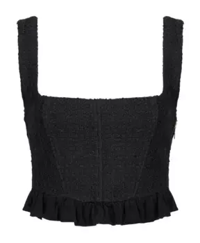 Твидовый укороченный топ без рукавов Pinko, черный