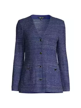 Твидовый вязаный жакет металлик Misook, черный